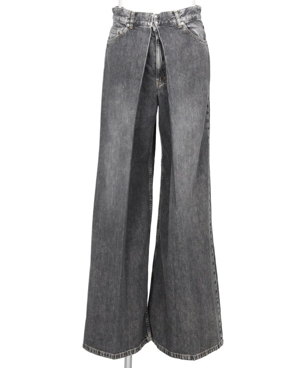 WASHED DENIM SUPER WIDE PANTS (LONG LENGTH)